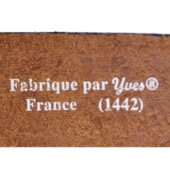 Yves FRANCE TOOLED BROWN GENUINE LEATHER 1 1/8"Wd CASUAL DRESS BELT Sz 42/90(G8 - Picture 7 of 14